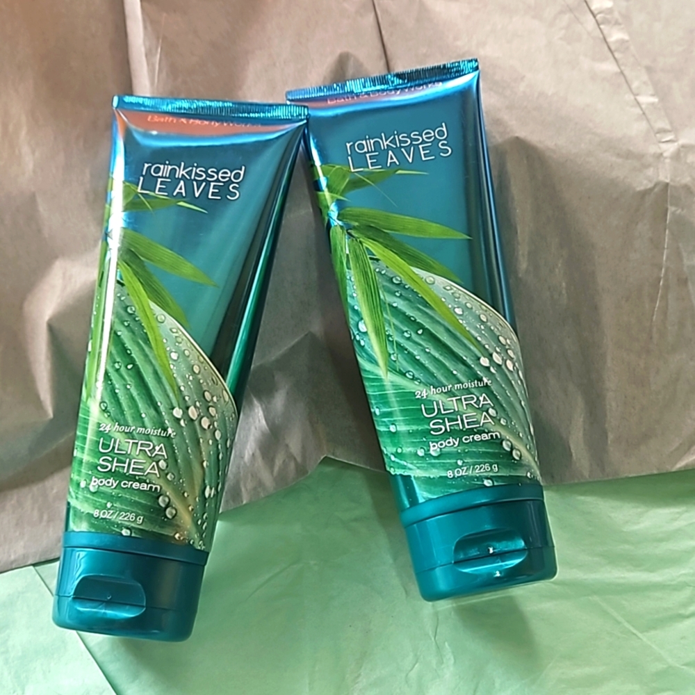 Rainkissed LEAVES >2 bottles< scent Ultra Shea body cream by Bath & Body Works